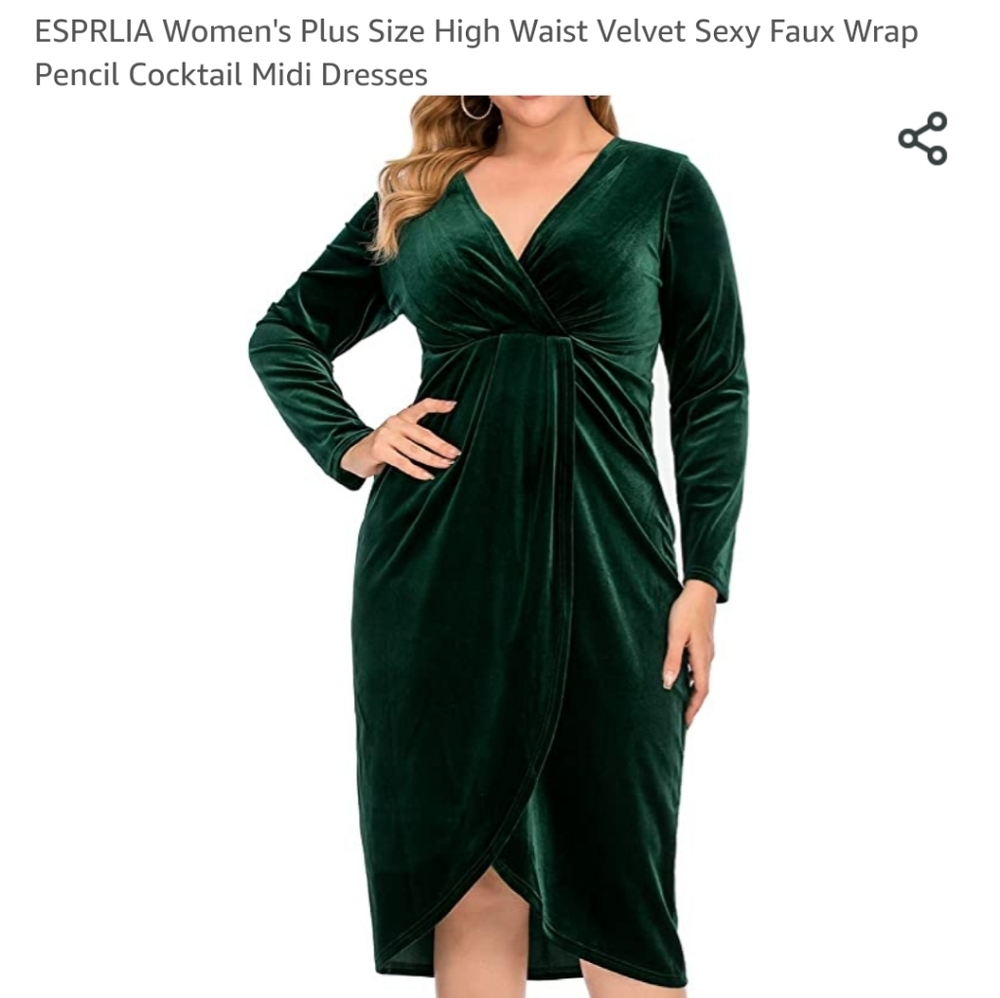 Esprlia Velvet Faux Wrap Dress